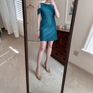 Topshop - Off The Shoulder Metallic Party Dress - Size US 10